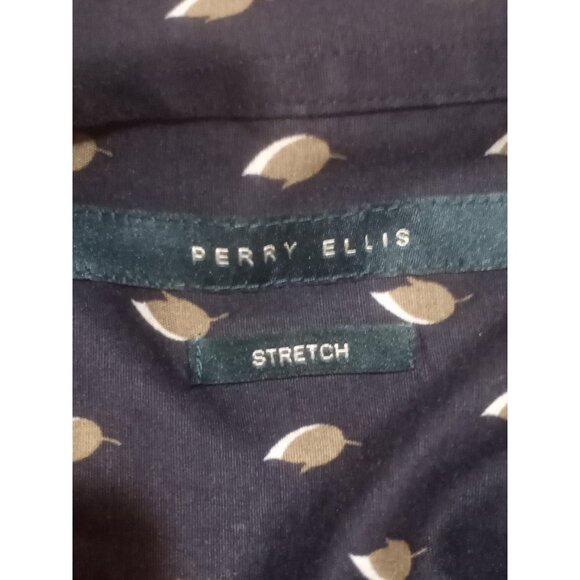 Perry Ellis Stretch Men's 5X Blue Floral Print Button Up Long Sleeve Shirt - Picture 10 of 13